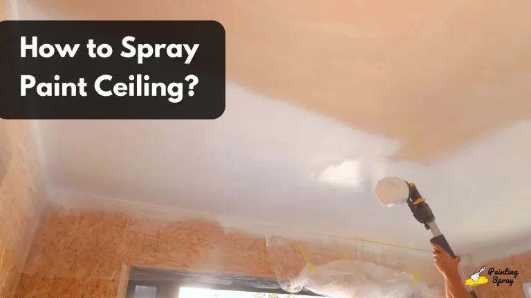 spray painting ceiling white color with paint sprayer