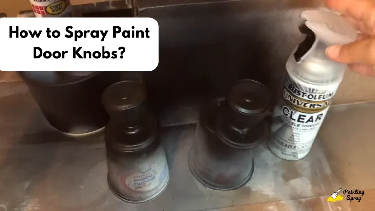 spray paint with freshly painted door knobs on table