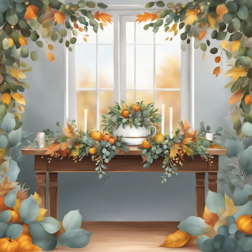 How to Spray Paint Eucalyptus Garland for the Fall Eucalyptus Wreath: A Step-by-Step Guide 3 Spray Painted Eucalyptus Garland on table